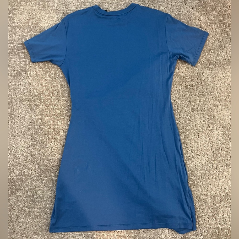 NWOT Theory Womens Blue Casual Mini T-Shirt Dress With Side Ruching Size Medium - Picture 6 of 14